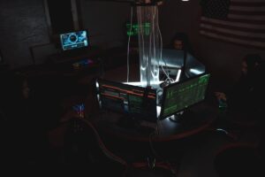 Cybersecurity team working on data protection