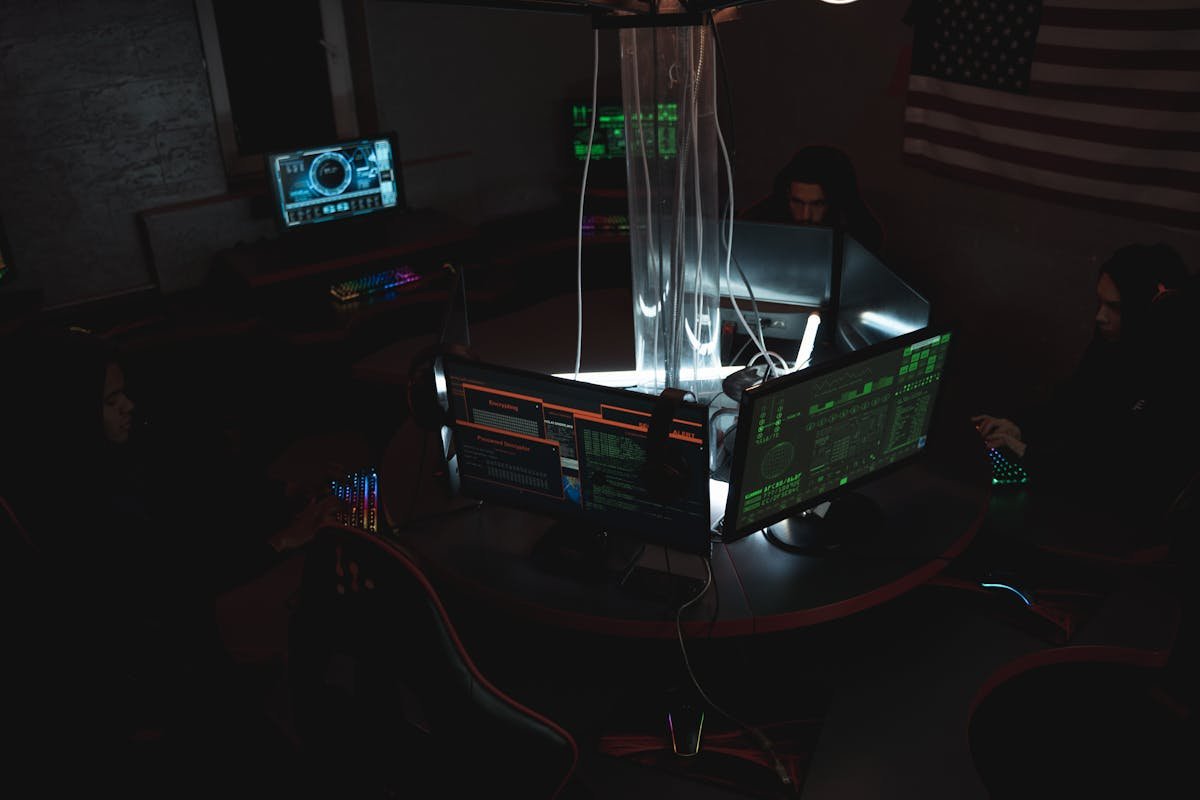 Cybersecurity team working on data protection