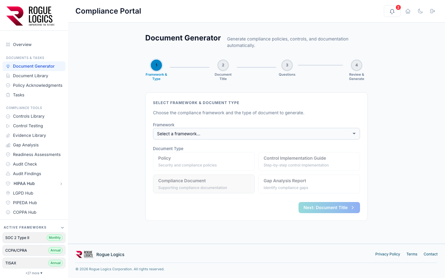 ClearTrust GRC — AI Document Generator